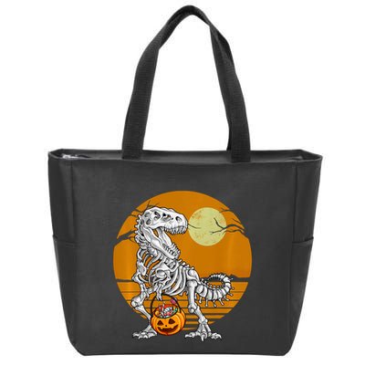 Skeleton Dinosaur T Rex Halloween Moon Gifts Hoodie Zip Tote Bag