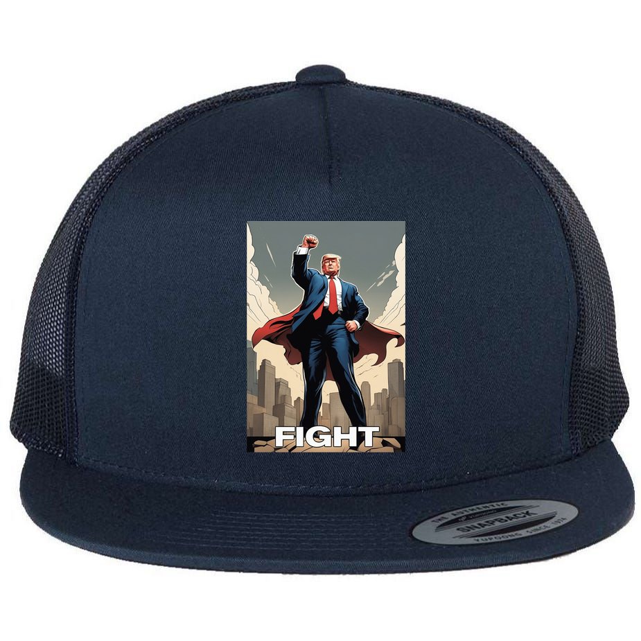 Superhero Donald Trump Fight Trump 2024 Us Flag Donald Trump Pennsylvania Pa Flat Bill Trucker Hat