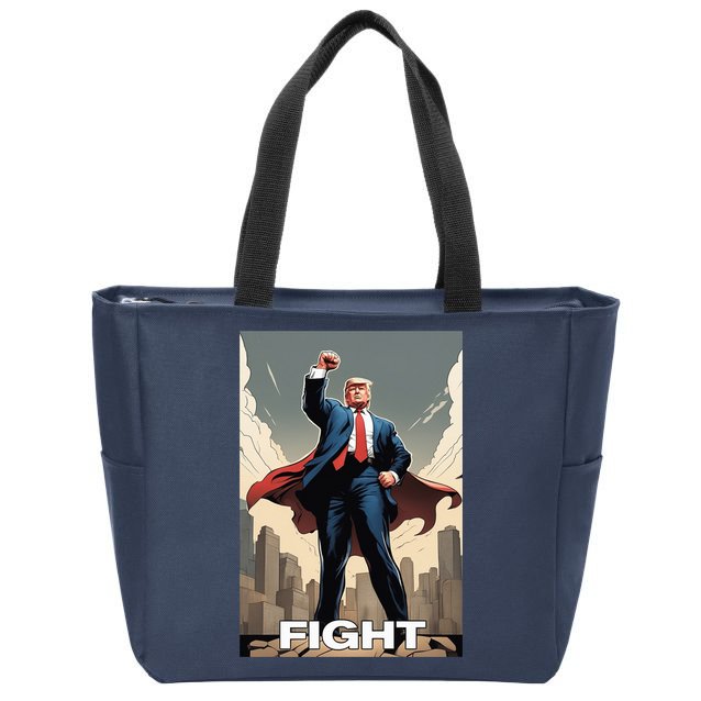 Superhero Donald Trump Fight Trump 2024 Us Flag Donald Trump Pennsylvania Pa Zip Tote Bag