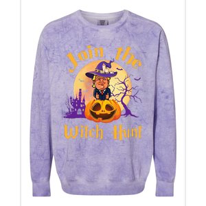 Scary Donald Trump Witch Halloween Day Join The Witch Hunt Colorblast Crewneck Sweatshirt