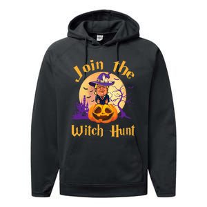 Scary Donald Trump Witch Halloween Day Join The Witch Hunt Performance Fleece Hoodie