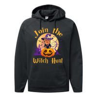 Scary Donald Trump Witch Halloween Day Join The Witch Hunt Performance Fleece Hoodie