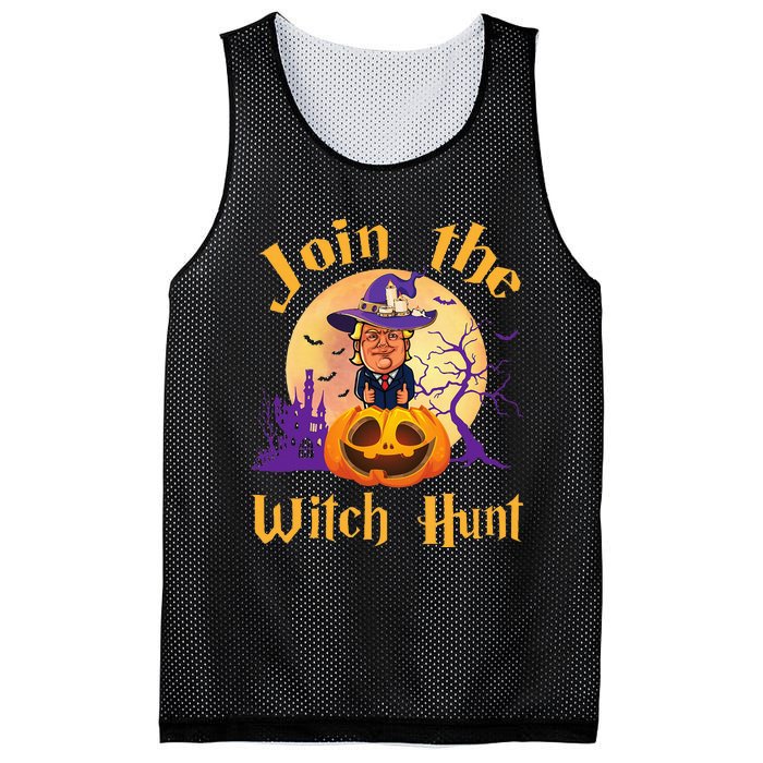 Scary Donald Trump Witch Halloween Day Join The Witch Hunt Mesh Reversible Basketball Jersey Tank