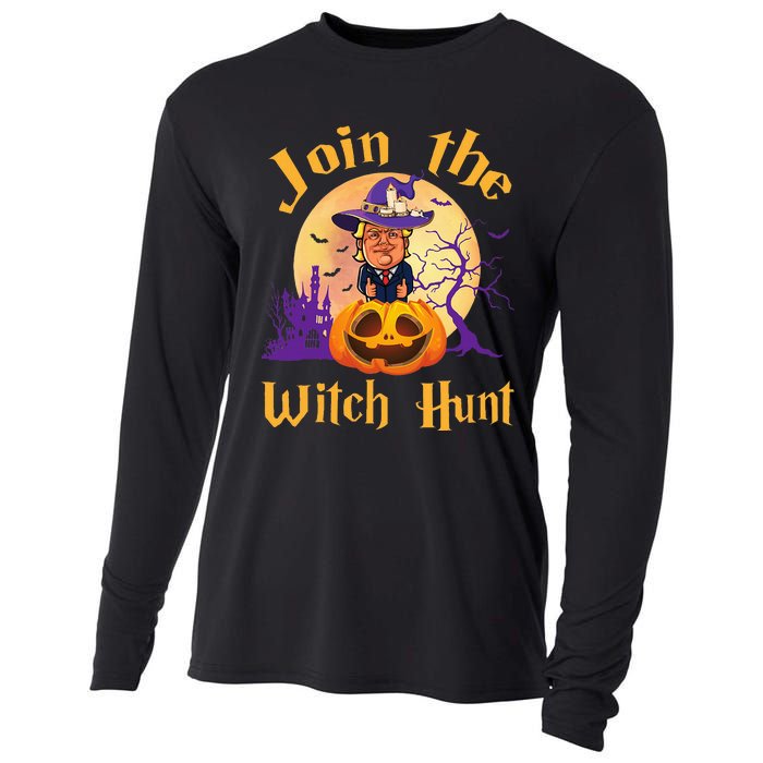 Scary Donald Trump Witch Halloween Day Join The Witch Hunt Cooling Performance Long Sleeve Crew