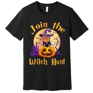 Scary Donald Trump Witch Halloween Day Join The Witch Hunt Premium T-Shirt