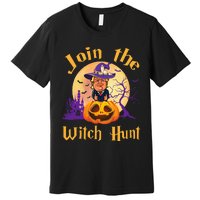 Scary Donald Trump Witch Halloween Day Join The Witch Hunt Premium T-Shirt