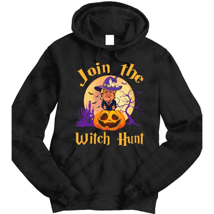 Scary Donald Trump Witch Halloween Day Join The Witch Hunt Tie Dye Hoodie