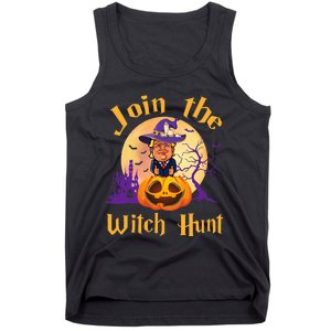 Scary Donald Trump Witch Halloween Day Join The Witch Hunt Tank Top