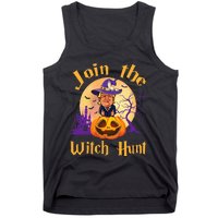 Scary Donald Trump Witch Halloween Day Join The Witch Hunt Tank Top