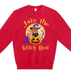 Scary Donald Trump Witch Halloween Day Join The Witch Hunt Premium Crewneck Sweatshirt