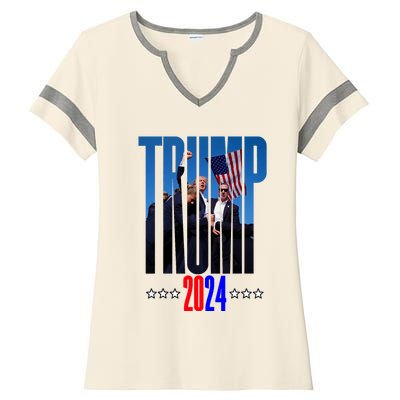 Support Donald Trump 2024 Presidential Election Campaign Ladies Halftime Notch Neck Tee