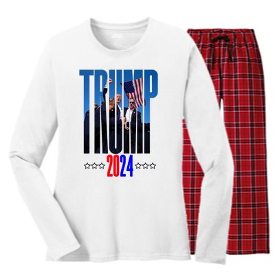 Support Donald Trump 2024 Presidential Election Campaign Women's Long Sleeve Flannel Pajama Set 