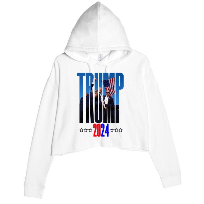 Support Donald Trump 2024 Presidential Election Campaign Crop Fleece Hoodie