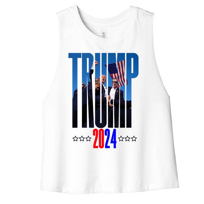 Support Donald Trump 2024 Presidential Election Campaign Women's Racerback Cropped Tank