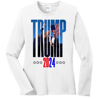 Support Donald Trump 2024 Presidential Election Campaign Ladies Long Sleeve Shirt