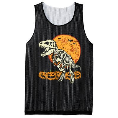 Skeleton Dinosaur Trex Dino Pumpkins Moon Boy Halloween Mesh Reversible Basketball Jersey Tank