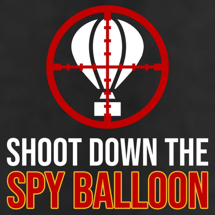 Shoot Down The Spy Balloon Political 7 Panel Mesh Trucker Snapback Hat