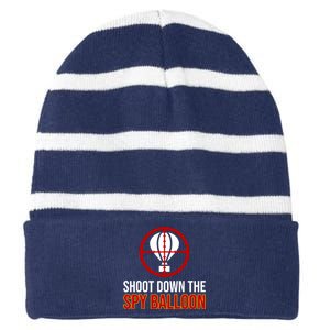 Shoot Down The Spy Balloon Political Striped Beanie with Solid Band