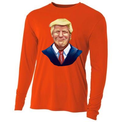 Smiling Donald Trump Portrait Cooling Performance Long Sleeve Crew