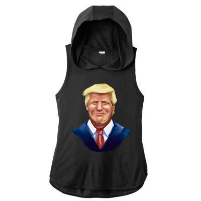 Smiling Donald Trump Portrait Ladies PosiCharge Tri-Blend Wicking Draft Hoodie Tank