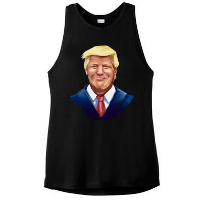 Smiling Donald Trump Portrait Ladies PosiCharge Tri-Blend Wicking Tank