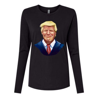 Smiling Donald Trump Portrait Womens Cotton Relaxed Long Sleeve T-Shirt