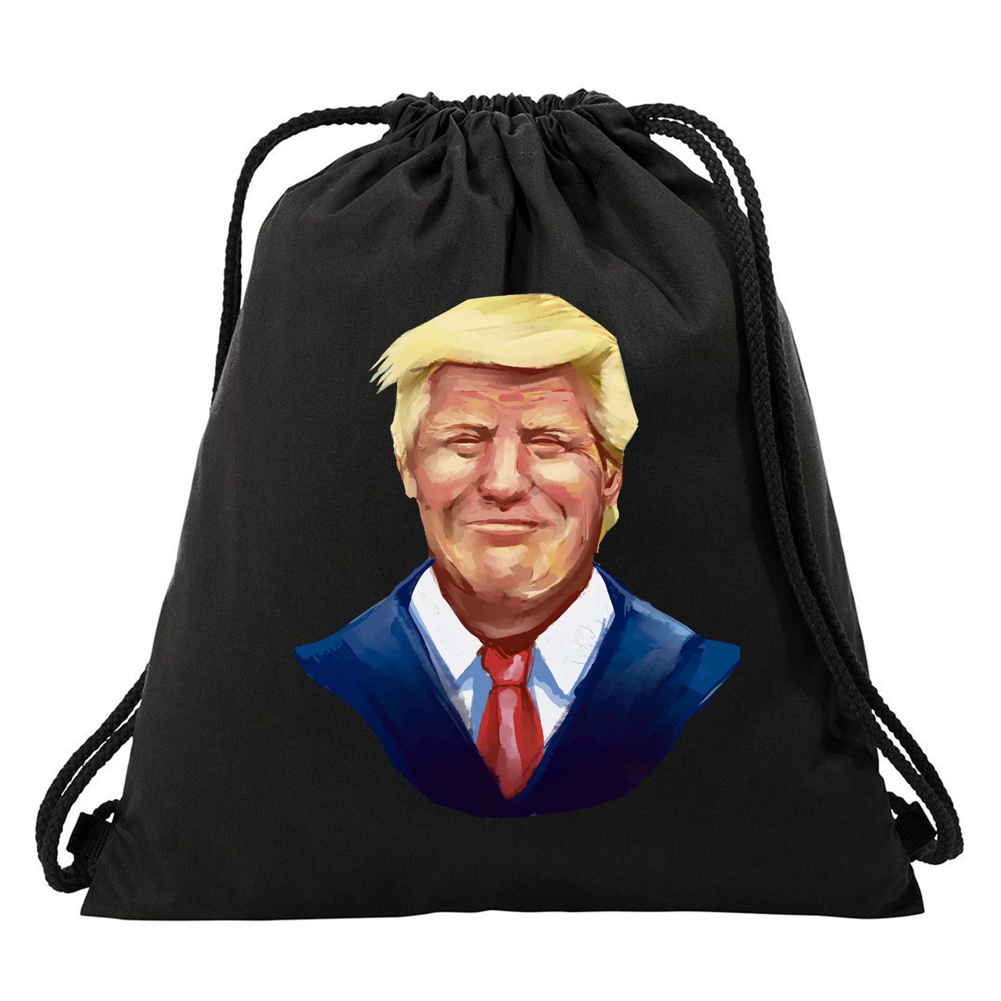 Smiling Donald Trump Portrait Drawstring Bag
