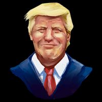 Smiling Donald Trump Portrait Drawstring Bag