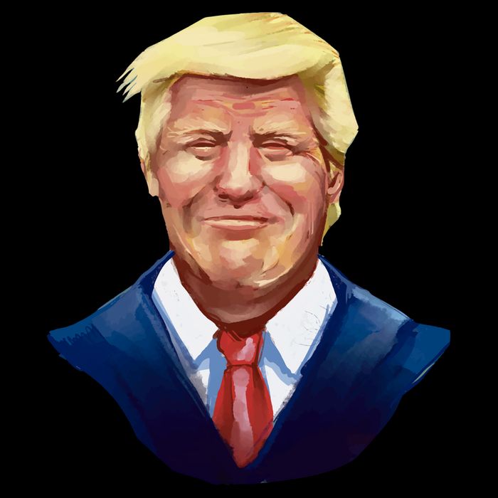Smiling Donald Trump Portrait Drawstring Bag