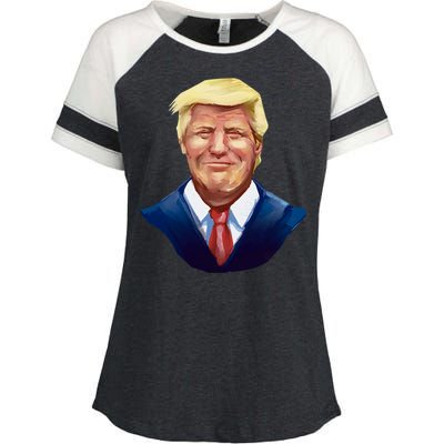 Smiling Donald Trump Portrait Enza Ladies Jersey Colorblock Tee