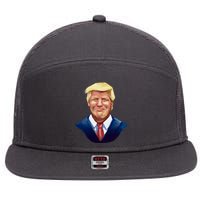 Smiling Donald Trump Portrait 7 Panel Mesh Trucker Snapback Hat