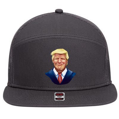 Smiling Donald Trump Portrait 7 Panel Mesh Trucker Snapback Hat