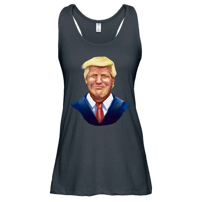 Smiling Donald Trump Portrait Ladies Essential Flowy Tank