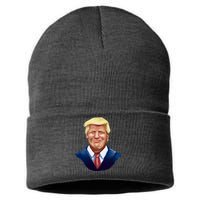 Smiling Donald Trump Portrait Sustainable Knit Beanie