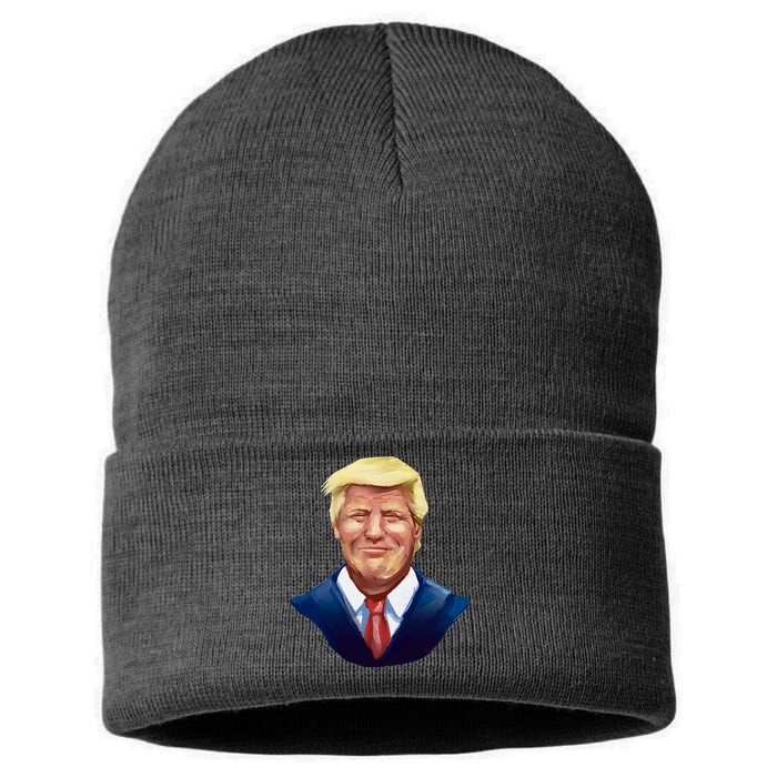 Smiling Donald Trump Portrait Sustainable Knit Beanie