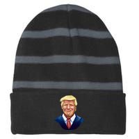 Smiling Donald Trump Portrait Striped Beanie with Solid Band