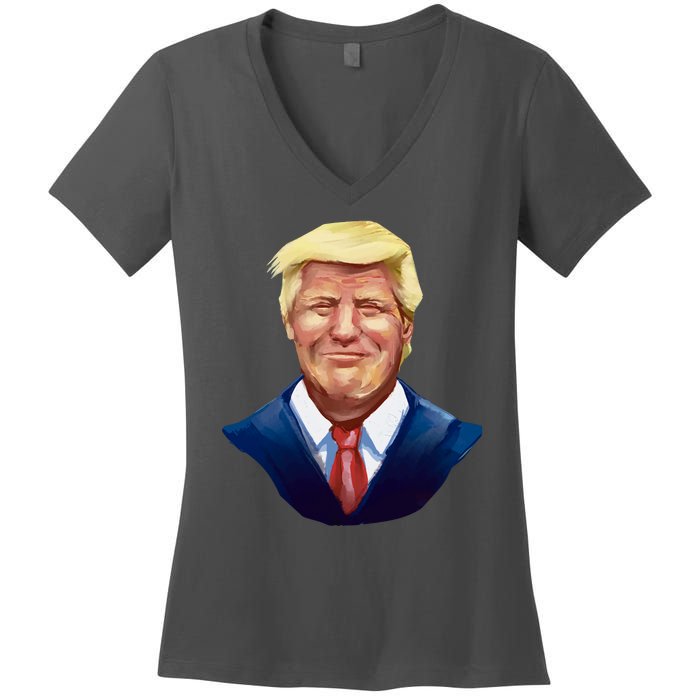 Smiling Donald Trump Portrait Women's V-Neck T-Shirt