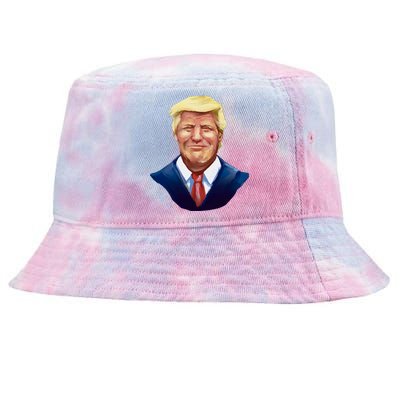 Smiling Donald Trump Portrait Tie-Dyed Bucket Hat