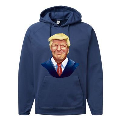 Smiling Donald Trump Portrait Performance Fleece Hoodie