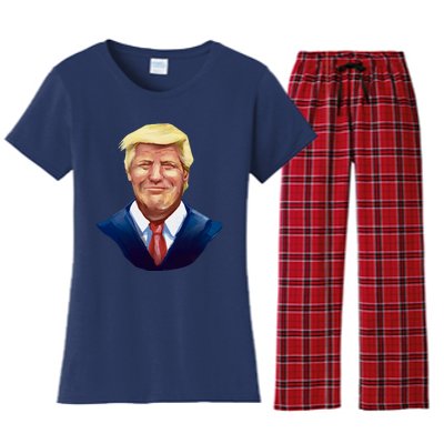 Smiling Donald Trump Portrait Women's Flannel Pajama Set