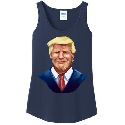 Smiling Donald Trump Portrait Ladies Essential Tank