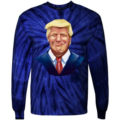 Smiling Donald Trump Portrait Tie-Dye Long Sleeve Shirt