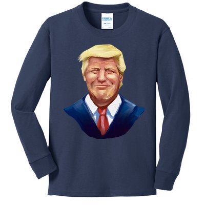 Smiling Donald Trump Portrait Kids Long Sleeve Shirt