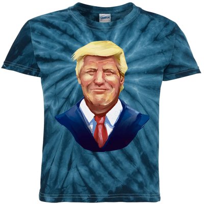 Smiling Donald Trump Portrait Kids Tie-Dye T-Shirt