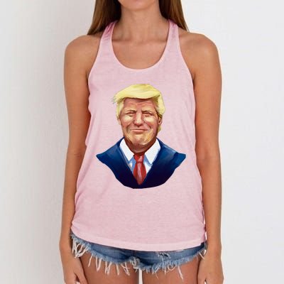 Smiling Donald Trump Portrait Women's Knotted Racerback Tank