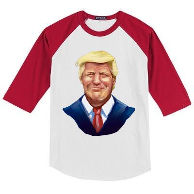 Smiling Donald Trump Portrait Kids Colorblock Raglan Jersey