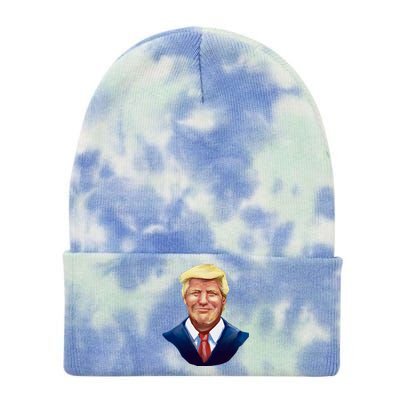 Smiling Donald Trump Portrait Tie Dye 12in Knit Beanie