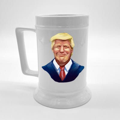 Smiling Donald Trump Portrait Beer Stein