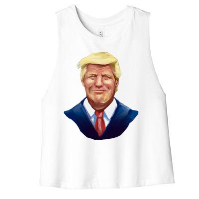 Smiling Donald Trump Portrait Women's Racerback Cropped Tank