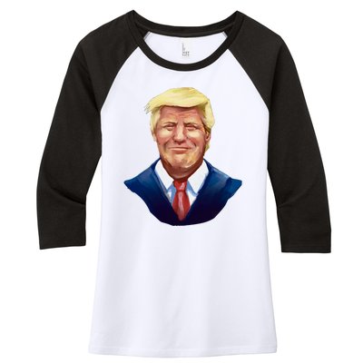 Smiling Donald Trump Portrait Women's Tri-Blend 3/4-Sleeve Raglan Shirt